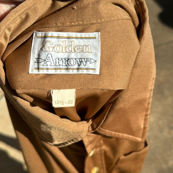 Vintage Golden Arrow 15 1/2 33 shirt SILKY Goldish Tan - Picture 3 of 8